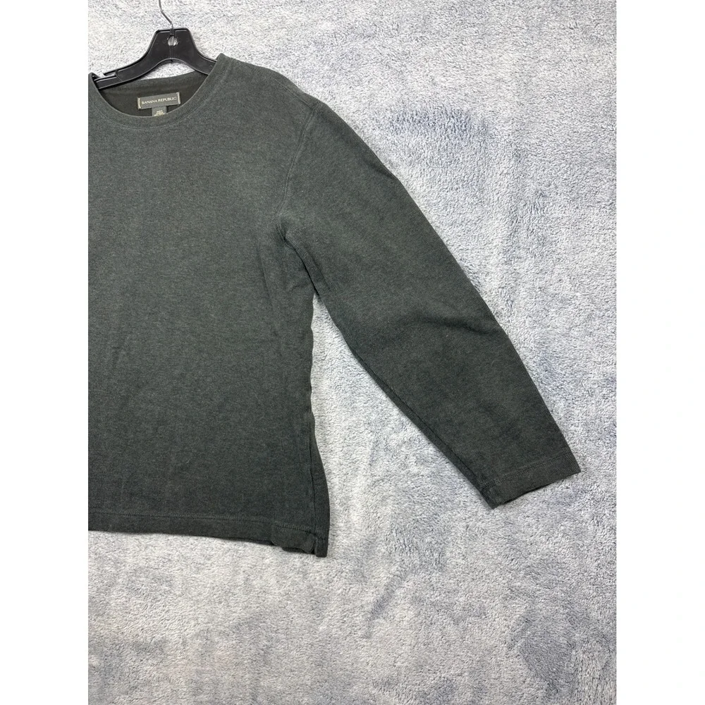 Banana Republic Mens L Gray Cotton Sweater Crewneck Long Sleeve Knit Pullover